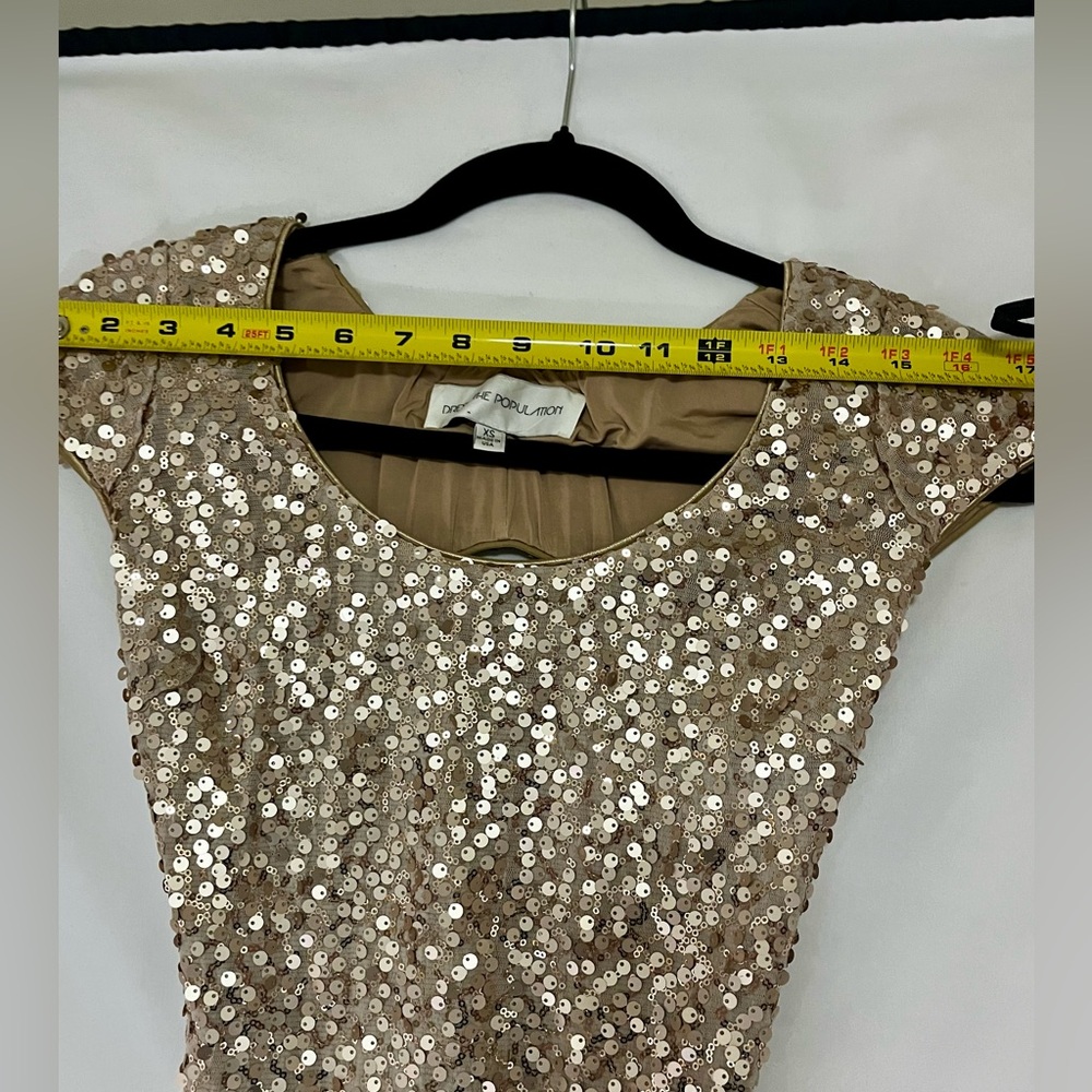 Dress the Population Shimmering Gold Sequin Mini Dress Women’s size XS - Picture 5 of 9